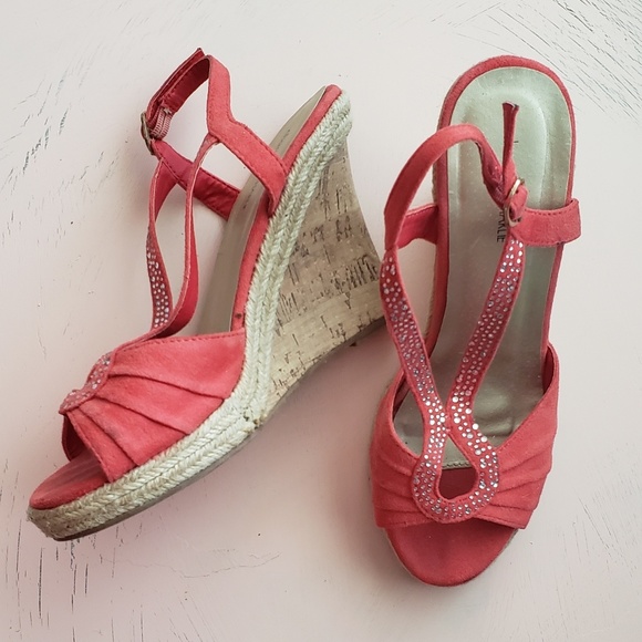 Charming Charlie Shoes - Dark Peach Wedges